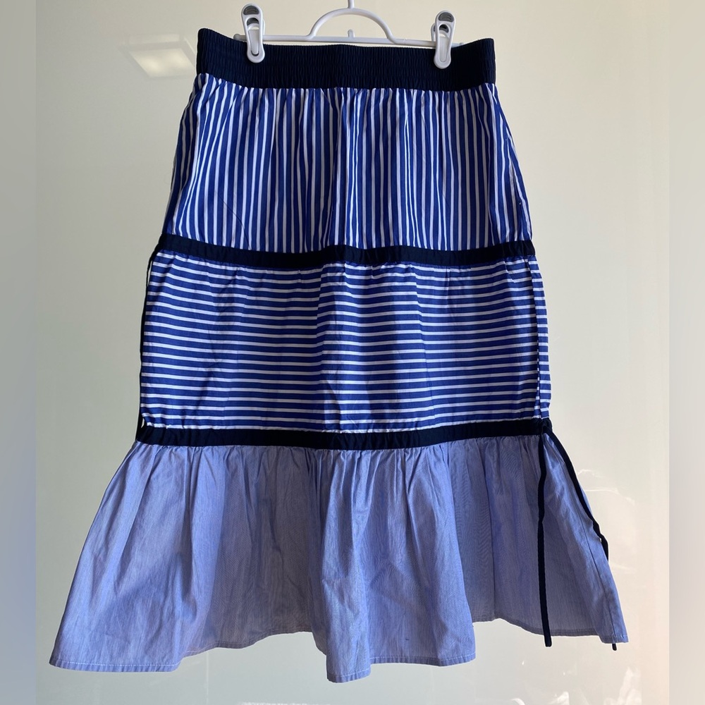 Reserved Blue and White Striped A-Line Skirt